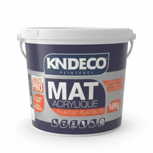 صباغة مات أكريليك KNDECO مطفأ 18 كلغ جدران وأسقف