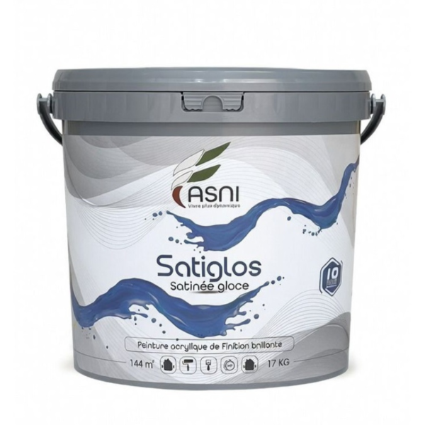صباغة ساتيني لامع ASNI Satigloss - وزن 17 كلغ - مظهر زجاجي فاخر وحماية تدوم